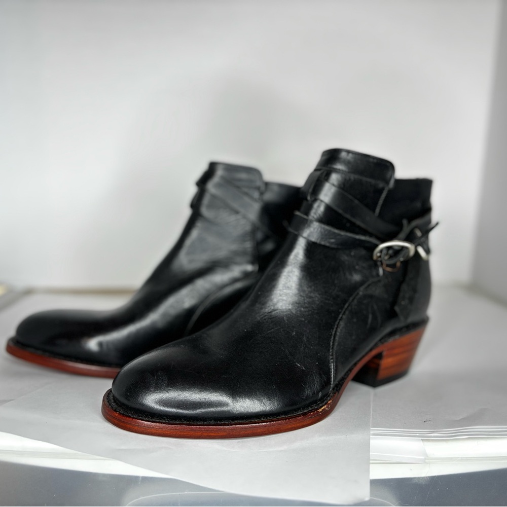 Elegant Black Leather Ankle Booties